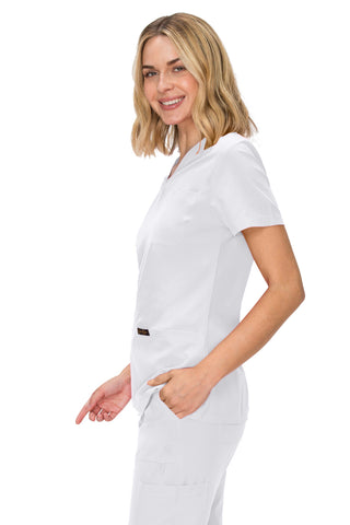 Jessica Simpson Women's Fashion 3-Pocket Scrub Top with Side Zipper Storage
