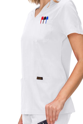 Jessica Simpson Women's Fashion 3-Pocket Scrub Top with Side Zipper Storage