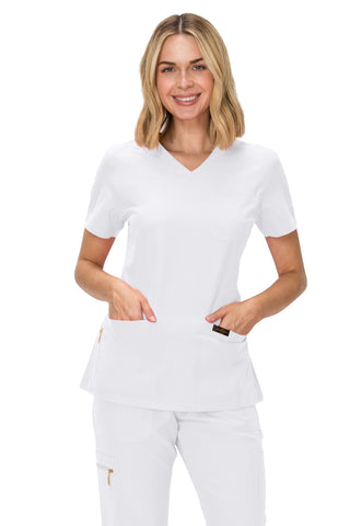 Jessica Simpson Women's Fashion 3-Pocket Scrub Top with Side Zipper Storage