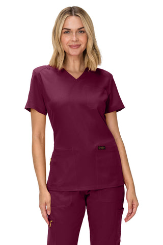Jessica Simpson Women's Fashion 3-Pocket Scrub Top with Side Zipper Storage