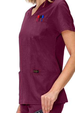 Jessica Simpson Women's Fashion 3-Pocket Scrub Top with Side Zipper Storage