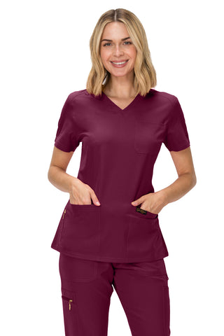 Jessica Simpson Women's Fashion 3-Pocket Scrub Top with Side Zipper Storage