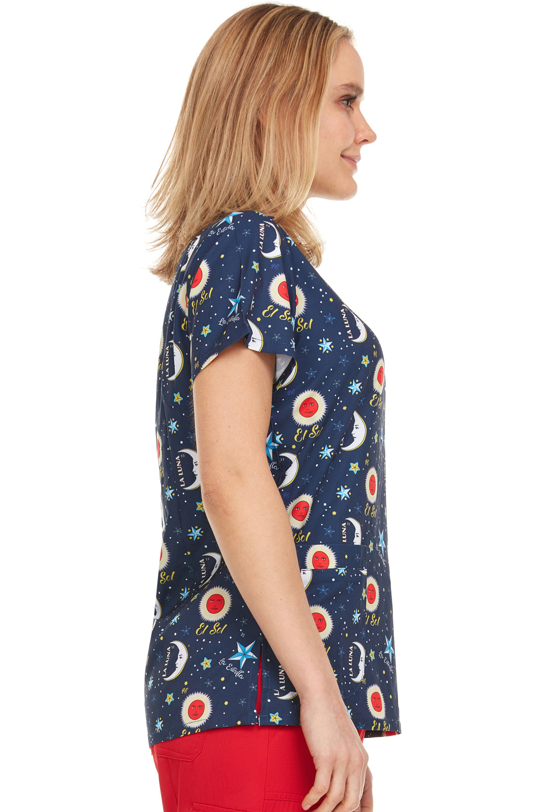 Don Clemente Loteria V-Neck Print Scrub Top | L4511-58